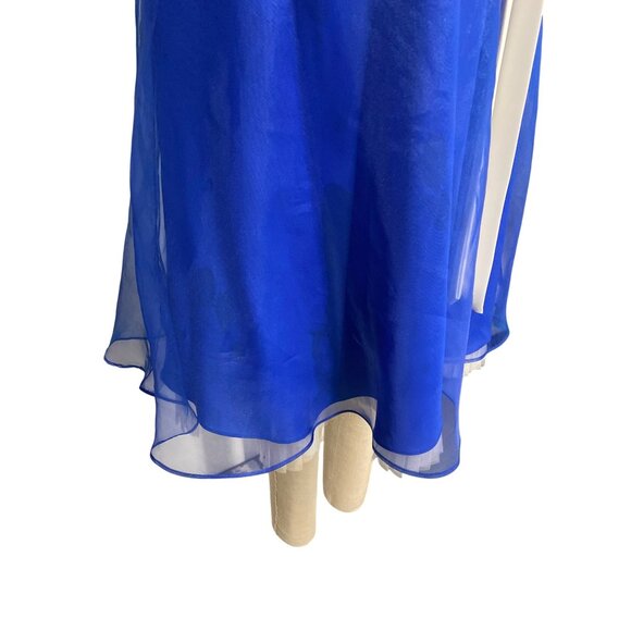 Vintage Alfredo Angelo Strapless Eletric Blue Dress With White Sash Rose Detail - Picture 3 of 8